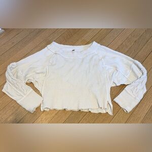 Free People Cream Ribbed Sweatshirt